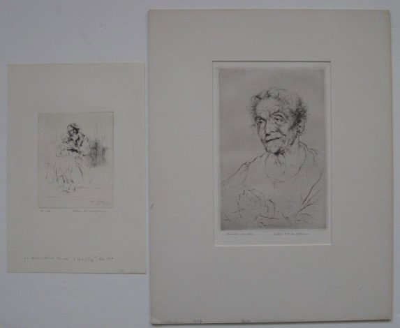 Arthur W. Heintzelman 1 drypoint and 1 etching: Arthur W. Heintzelman- ''Vielle Paysanne de Sestri LeVante'' (Smith 126); ''La Grandmere Suisse'' (S. 132)- 1 drypoint and 1 etching, 1926, both signed in pencil, ''Vielle...'' also inscribed 'private