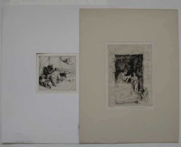 Arthur W. Heintzelman 2 etching: Arthur W. Heintzelman- ''Sur la Place de Marche a Saint Valery'' (Smith 104); ''Sculpteur de Pise'' (S. 125)- 2 etchings, 1924, 1926, both signed in pencil, editions of 80, 100 respectively, 'Sculpteu