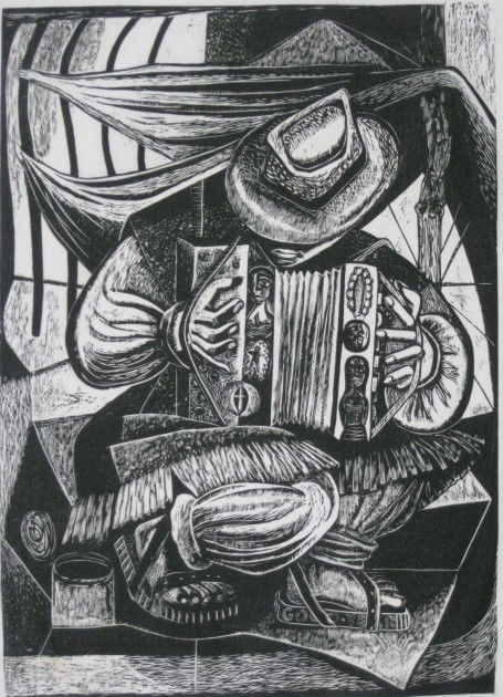 Billy Morrow Jackson 2 woodcuts: Billy Morrow Jackson- ''Good Year in Mexico''; ''Prepared Juke Box''- 2 woodcuts, signed, titled and numbered in pencil, editions of 15, 'Mexico' has water stain lower left corner that goes into image