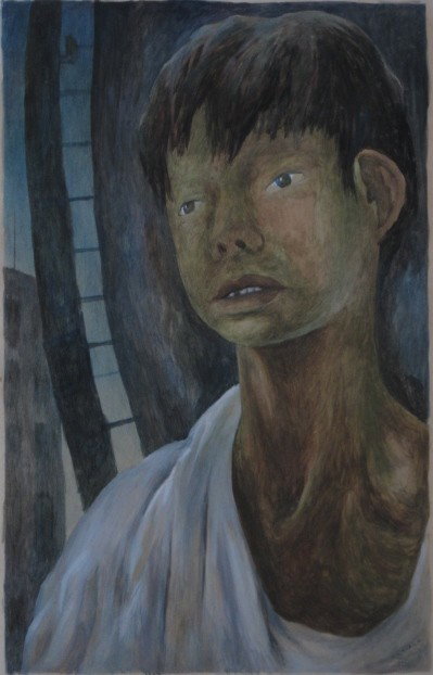 Guillermo Meza watercolor and gouache: Guillermo Meza- ''Papelero''- watercolor and gouache on paper, 1943, signed G. Meza, May 1943 and titled in pen- lower right. 16 1/4 x 10 1/4''