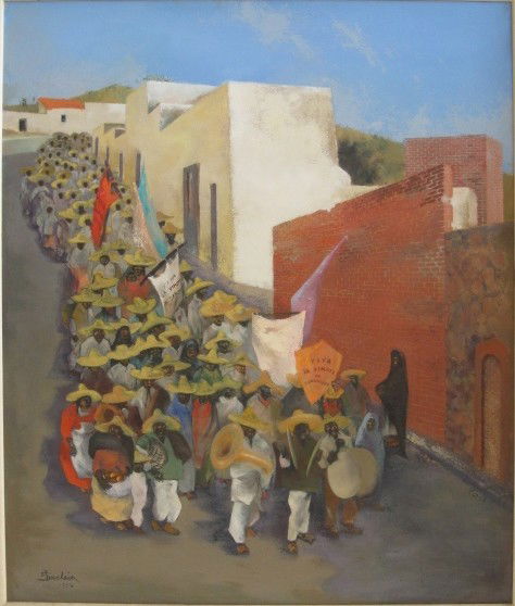 Irving Sinclair oil: Irving Sinclair- ''Los Peregrinos''- oil on panel, 1956, signed Sinclair 1956- lower left, very good condition. 38 x 32''