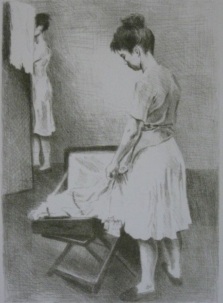 Raphael Soyer lithograph: Raphael Soyer- Two Woman- lithograph, signed and numbered 96/150 in pencil, very slight mat burn. 19 x 13 1/4''