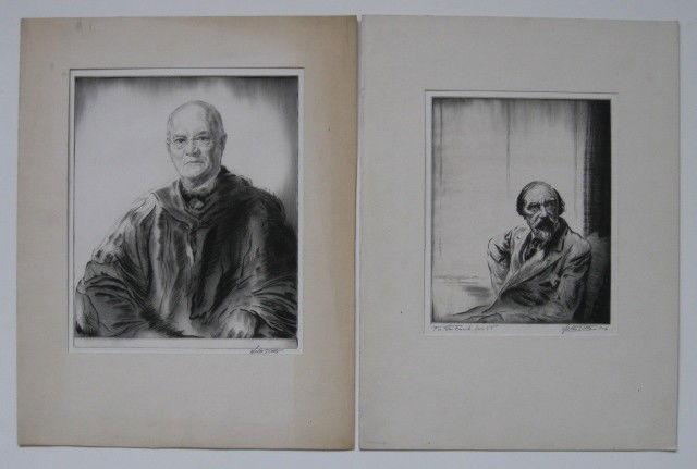 Walter Tittle drypoints (2): Walter Tittle- ''Augustus John''; ''Portrait of William O. Thompson''- 2 drypoints, 1933, both signed in pencil, very good condition. 9 13/16 x 7 13/16''; 11 15/16 x 9 15/16''
