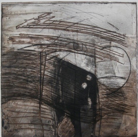 Herbert Caroll Cassill etching: Herbert Caroll Cassill- ''Pitcher, Pear, Plant''- etching, signed, titled and numbered 27/30 in pencil, old paper tape hinges at top otherwise very good condition. 18 x 18''