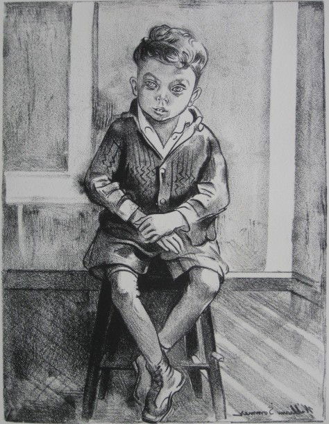 William Sommer lithograph: William Sommer- Seated Boy- lithograph, estate stamped signature, numbered 33/50 in pencil, very good condition. 12 1/2 x 9 1/4''