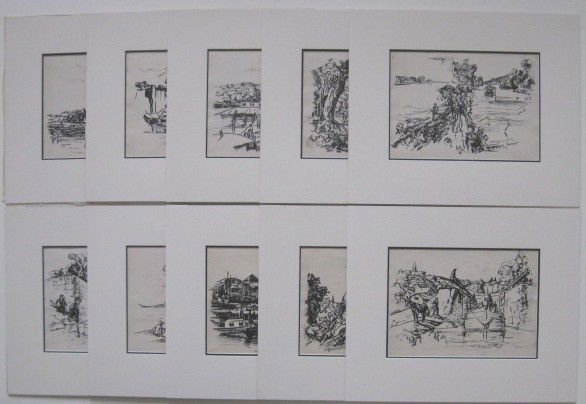 Frank Wilcox 10 lithographs: Frank Wilcox (American 1887-1964)- Canal Scenes- 10 lithographs, some have ink touch-up, otherwise good condition, various sizes.