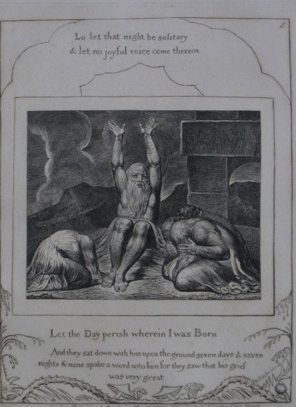 William Blake engraving: William Blake- Book of Job Illustration- Plate 8- engraving, light struck. 8 1/2 x 6 3/4''