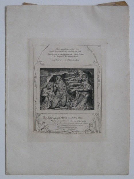 William Blake engraving: William Blake- Book of Job Illustration- Plate 10- engraving, light struck. 8 1/2 x 6 3/4''