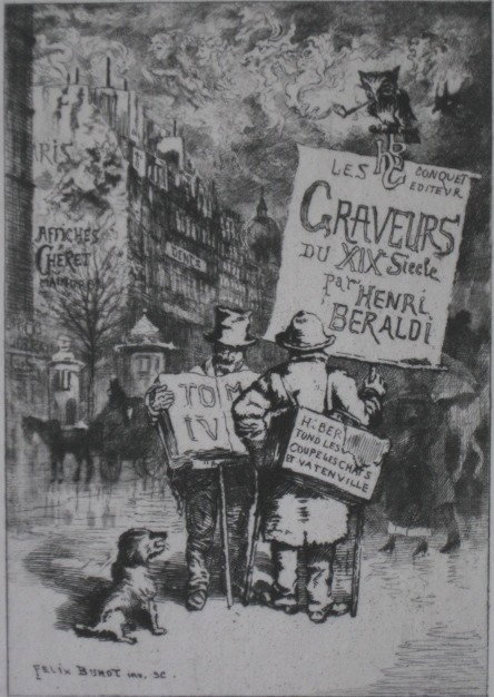Felix Buhot etching: Felix Buhot- ''Gravuers du XIXe Siecle de H. Beraldi'' (Bourcard & Goodfriend 164)- etching and drypoint, 1886, very good condition. 5 x 3 1/2''