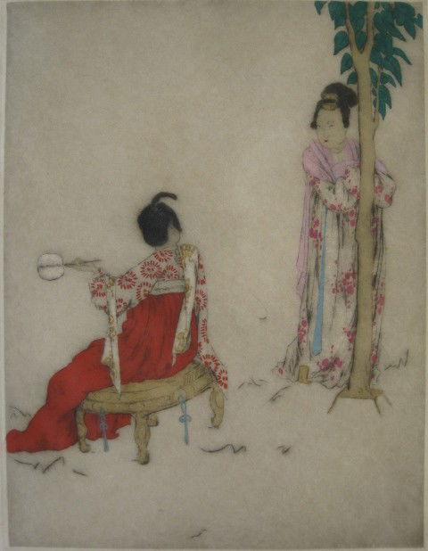Elyse Lord etching in colors: Elyse Ashe Lord- ''Chinese''- etching and drypoint in colors, signed, titled and numbered 36/75 in pencil, very good condition. 16 1/2 x 12 1/2''