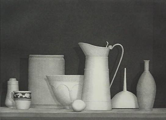 William Bailey etching, aquatint and softground: William Bailey- ''Untitled (Still-Life) 2001''- etching, aquatint and softground, 2002, signed and dated in pencil, Print Club of Cleveland publication no. 80, good condition. 11 x 14 3/4''