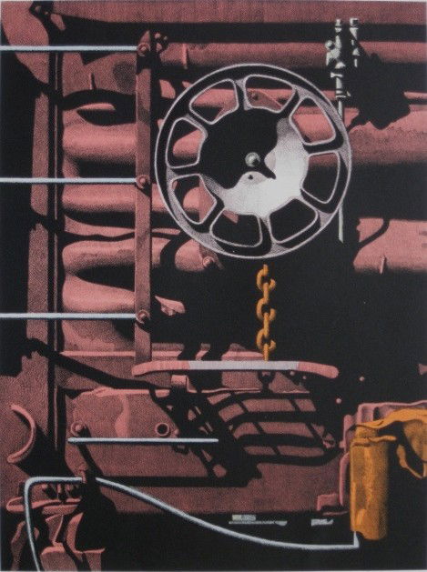 Robert Cottingham lithograph: Robert Cottingham- ''Rolling Stock Series #42''- lithograph in colors, 1993, signed, dated, titled and numbered 7/50 in pencil, some handling creases in the margins otherwise very good condition. 18 x