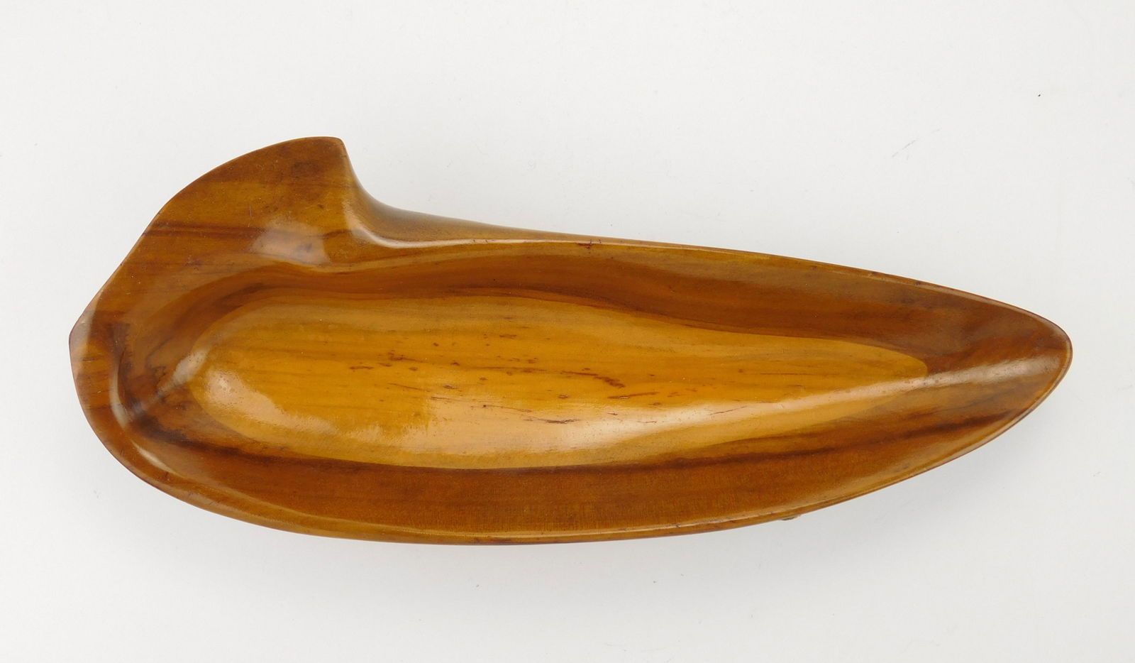 Russel Wright 'Oceana' bowl: Russel Wright (1904-1976) 'Oceana' one handled relish bowl, model #52, 2-tone Cheery wood manufactured between 1935 and 1940 by Klise Wood Working Company of Grand Rapids MI, signed with burned mark a