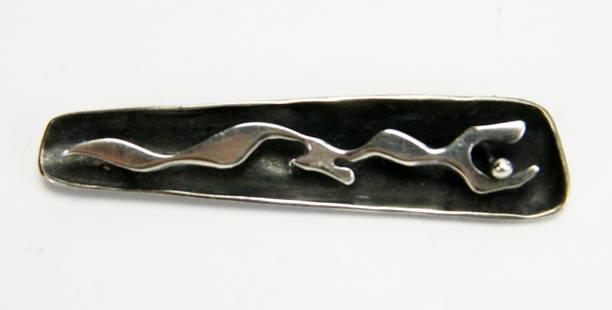 Art Smith sterling silver brooch: Art Smith (1917-1982) sterling silver brooch, cupped form. 2 3/4''l