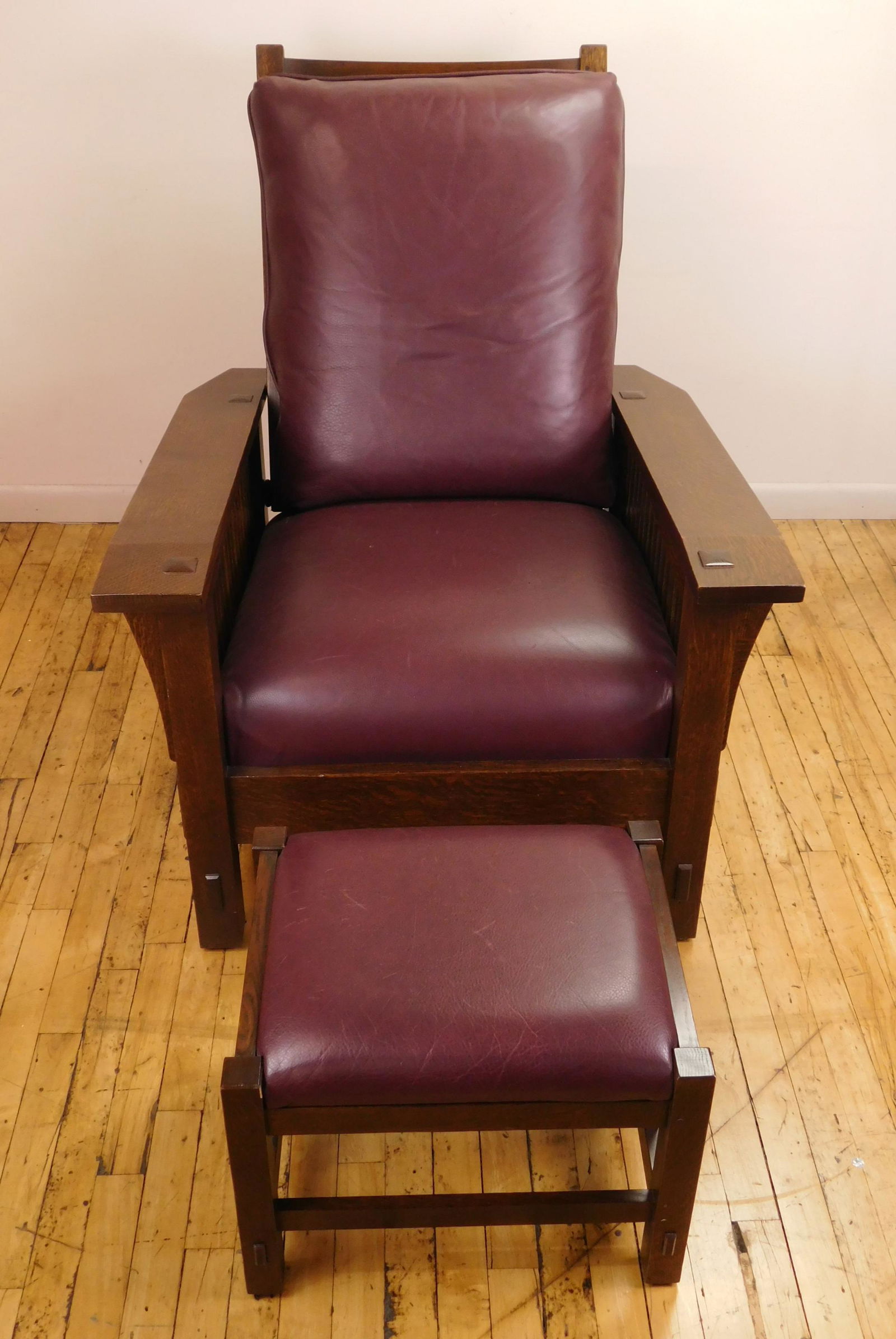 Contemporary Stickley chair & footstool (1 of 8)