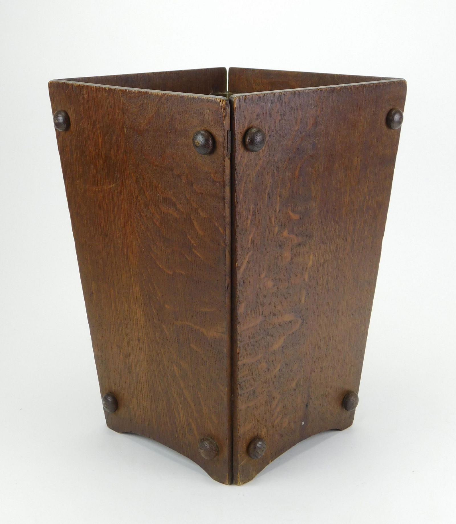 Mission style oak waste basket (1 of 3)