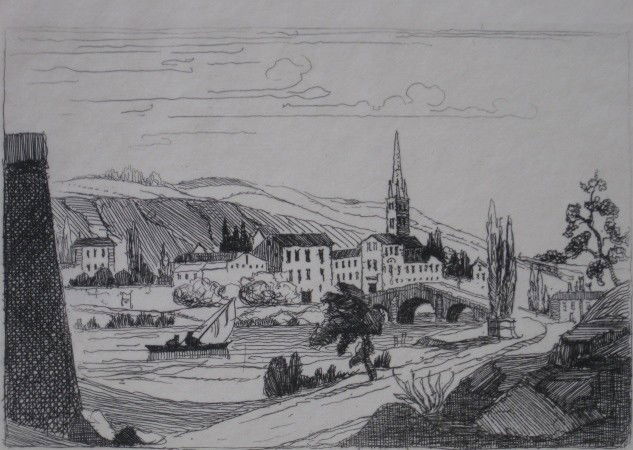 John Taylor Arms etchings: John Taylor Arms- ''Isola Superiore'' (Fletcher 296) & ''Ashwell, Hertfordshire, England'' (Fletcher 332)- 2 etchings, 1936, 1940, both signed in pencil and both done as demonstration prints. 1. Demon