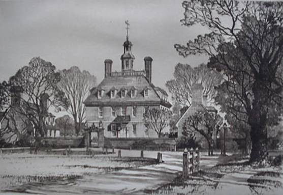 Samuel Chamberlain dry point: Samuel Chamberlain- ''The Governor's Palace'' (Boston Public Library 125)- dry point, 1938, signed and numbered 36/100 in pencil, very good condition. 9 3/4 x 14 1/2''
