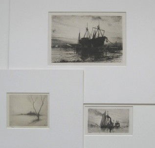 H. Farrer (2) and E. Moran (1)- 3 etchings: Henry Farrer- ''Dry dock' & ''The Tow''; Edward Moran- ''Approaching Storm''- 3 etchings, Moran is signed and numbered 4/40 in pencil, very good condition, various sizes.