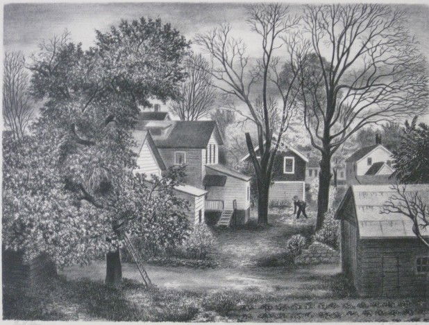 Edward Ferguson lithograph: Edward Ferguson- ''Fall Day''- lithograph, 1939, signed, titled, dated and numbered 'E/20' in pencil, done for the Michigan FAP, very good condition. 11 3/4 x 16''