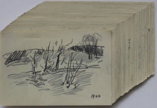 Carl Gaertner drawings: Carl Gaertner- Landscapes- 50 graphite sketches on yellow paper, very good condition. 4 x 6'' ea.