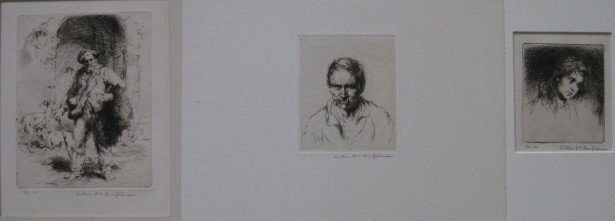 Arthur W. Heintzelman 3 etchings: Arthur W. Heintzelman- ''L'Ouvrier'' (Smith 101); ''Tordeur de Chevres'' (S. 117); ''Maria'' (S. 131)- 3 etchings, 1924, 1926 (2), all signed in pencil, editions of 100 each. 3 1/8 x 2 3/4''; 4 3/4 x 