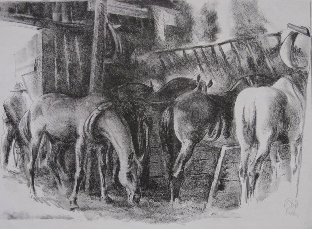 Henry Keller lithograph: Henry Keller- In The Stable- lithograph, signed in pencil, very good condition. 13 x 17''