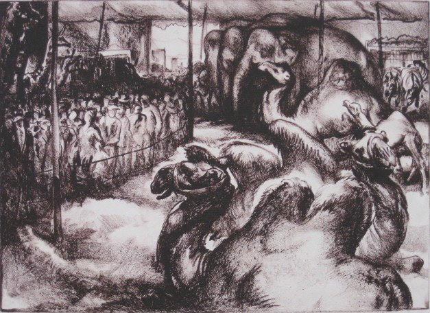 Henry Keller lithograph: Henry Keller- ''Circus Day No. 1''- lithograph, signed in pencil, very good condition. 11 1/2 x 15 3/4''