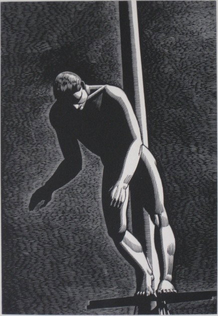 Rockwell Kent wood engraving: Rockwell Kent- ''Diver'' (Burne-Jones 88)- wood engraving, 1931, signed in pencil, edition of 150. 7 13/16 x 5 5/16''
