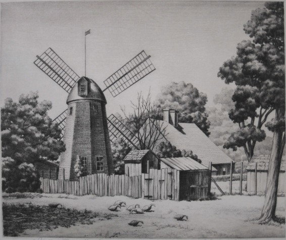 Samuel L. Margolies dry point: Samuel L. Margolies- ''John Howard Paine's - Home Sweet Home''- dry point, ca. 1940, signed and titled in pencil, some foxing in margins. 9 11/16 x 11 5/8''