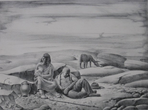 Mohn Mc Clellan lithograph: John Mc Clellan- People Resting #1- lithograph, 1936, signed in pencil, edition of 30, very good condition. 9 7/8 x 13''