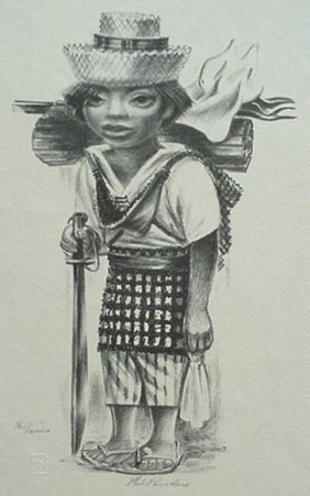 Phil Paradise lithograph: Phil Paradise- ''Tomas''- lithograph, ca. 1945, signed in pencil, AAA edition of 250, very good condition. 9 x 5 1/2''