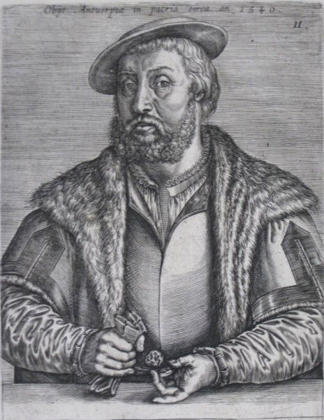 Cornelis Cort engraving: Cornelis Cort- ''Portrait of Jan le Hollandais''- engraving, ca. 1565, Plate 11 of ''Portraits of Eminent Dutch and Flemish Painters''. 8 1/8 x 5''