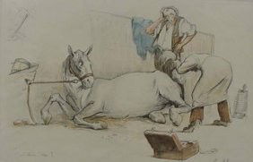 Gaston Hoffman etching: Gaston Hoffman- ''Mal-Eleve-va''- etching in colors, ca. 1920, signed in pencil, very good condition. 9 1/2 x 14 3/4''