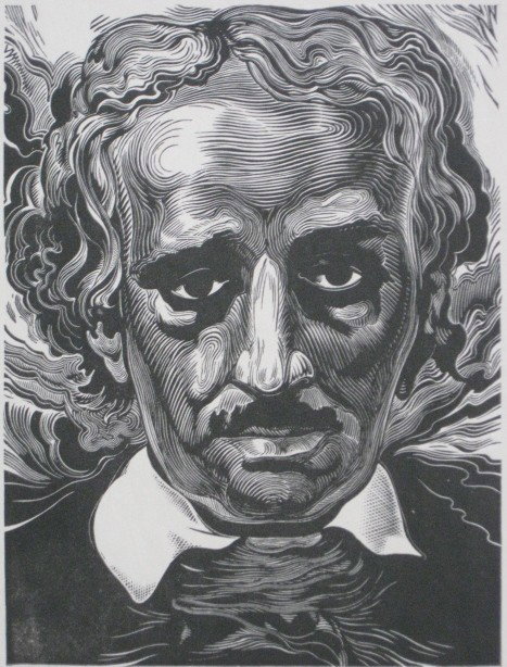 Luc De Jaegher wood engraving: Luc De Jaegher- Edgar A. Poe- wood engraving, 1926, signed, dated and numbered 3/25 in pencil, very good condition. 5 3/4 x 4 3/8''