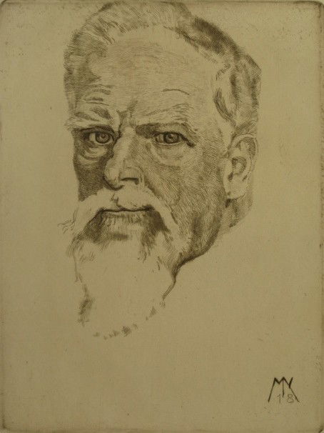 Max Klinger etching: Max Klinger- Self-Portrait- etching, good condition. 9 x 6 7/8''