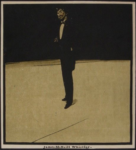 William Nicholson woodcut: William Nicholson- ''James M. Whistler''- woodcut, from ''Twelve Portraits'', laid down. 10 1/8 x 9 1/8''