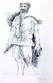 Leonard Baskin 3 etchings: Leonard Baskin- ''Titus'' (Fern & O'Sullivan 587); ''Man Holding Two Heads'' (F. & O. 592); ''Caesar'' (F. & O. 597)- 3 etchings, 1970, all signed and numbered 41/200 in pencil, very good condition, v