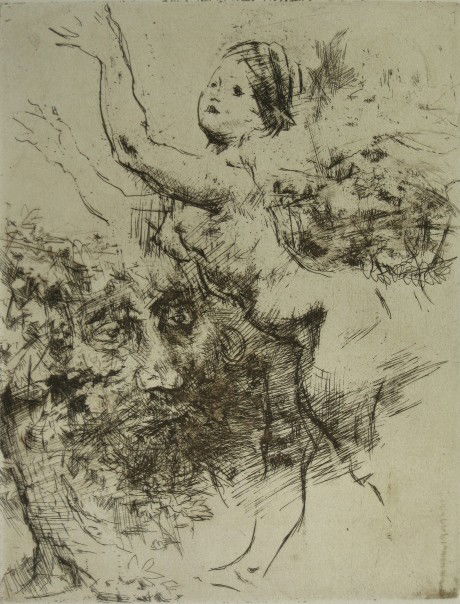 Jack Levine etching: Jack Levine- ''Nymph and Warlock'' (Prescott and Prescott 33)- etching, 1965, signed and numbered 26/100 in pencil, very good condition. 9 1/2 x 7 1/2''