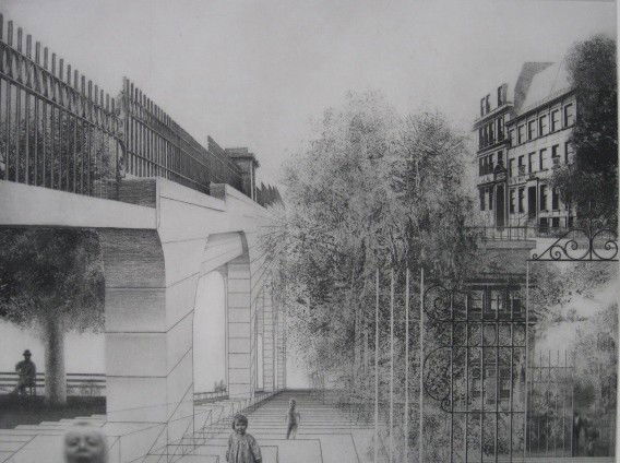 Peter Milton etching: Peter Milton- ''Julia Passing'' (Johnson 52)- lift ground etching and engraving, 1967, signed, dated, titled and numbered 62/100 in pencil, 18 x 24''