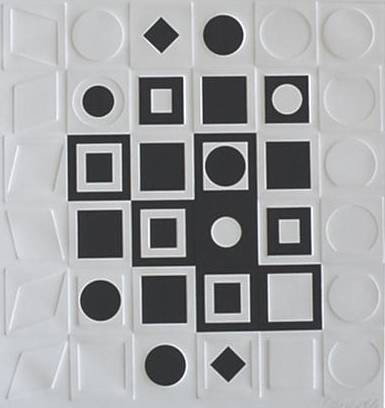 Victor Vasarely silkscreen: Victor Vasarely- ''G-F-F''- silkscreen with embossing, 1968, signed in pencil, edition of 250 plus 10, the Print Club of Cleveland publication No. 45, very good condition. 10 1/4 x 9 3/4''