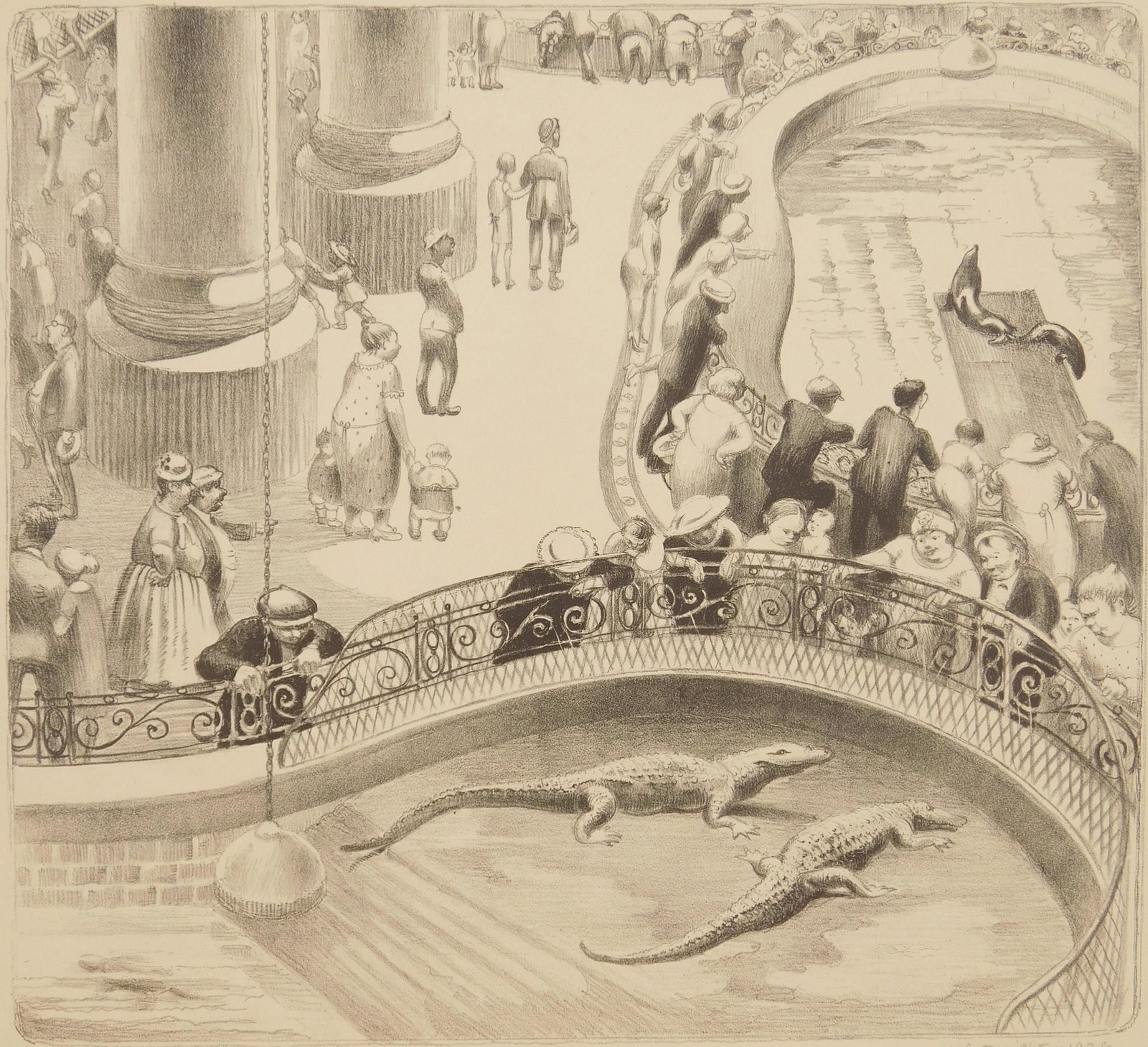 Mabel Dwight lithograph: Mabel Dwight (1875-1955) ''Aquarium'' (Robinson & Pirog 29)- lithograph, 1928, signed and dated in pencil. 11 1/8 x 12 1/8''