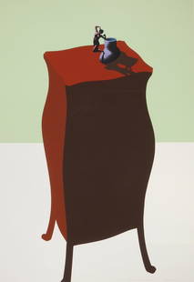 Ken Price silkscreen: Ken Price (American 1935-2012) ''French Figurine Cup''- silkscreen in colors, 1971, signed, dated and numbered 30/75 in pencil. 39 x 28''