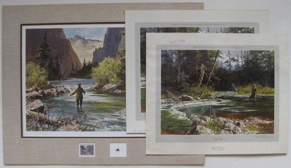 John Cowan lithographs: John P. Cowan- ''High country'' and ''Deep run'' (s copies)- 3 off-set lithographs in colors, 1973, all signed in pencil, various sizes.