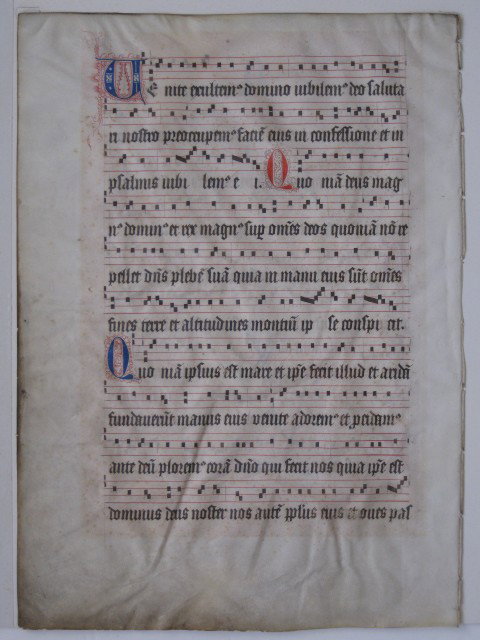 Spanish ''Musical'' manuscript leaf: Spanish ''Musical'' manuscript leaf, water and ink on vellum. 17 1/2 x 12''