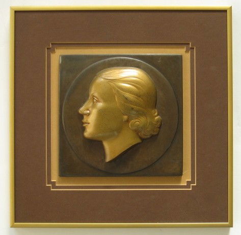 Frankart plaque: Frankart plaque- Profile of a woman, surface wear. 6 7/8 x 6 7/8''
