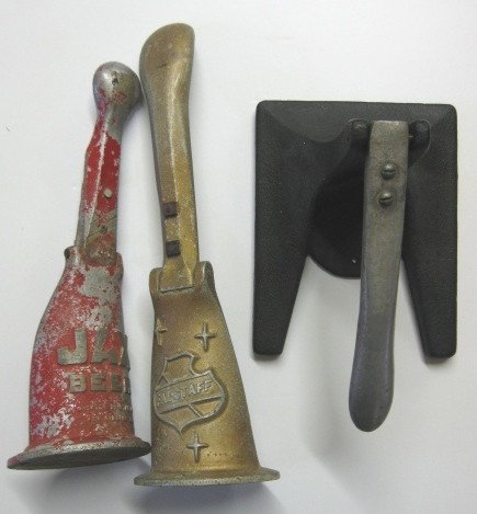 3 Wall mounted beer can openers: 3 Wall mounted beer can openers- Jax Beer and Falstaff- wear throughout. 9 1/2''h; 6 1/2''h and 8''h