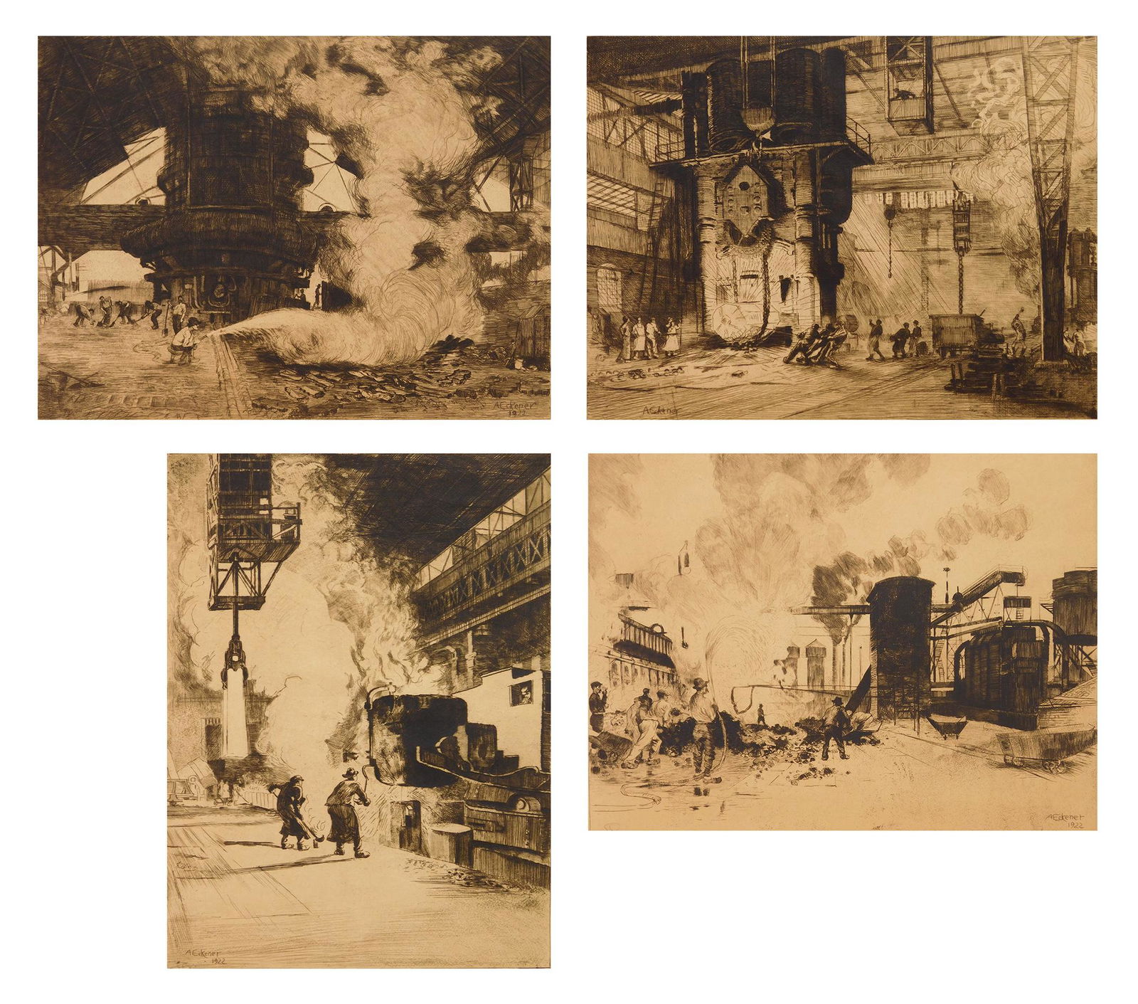 4 Alexander Eckener etchings (1 of 6)