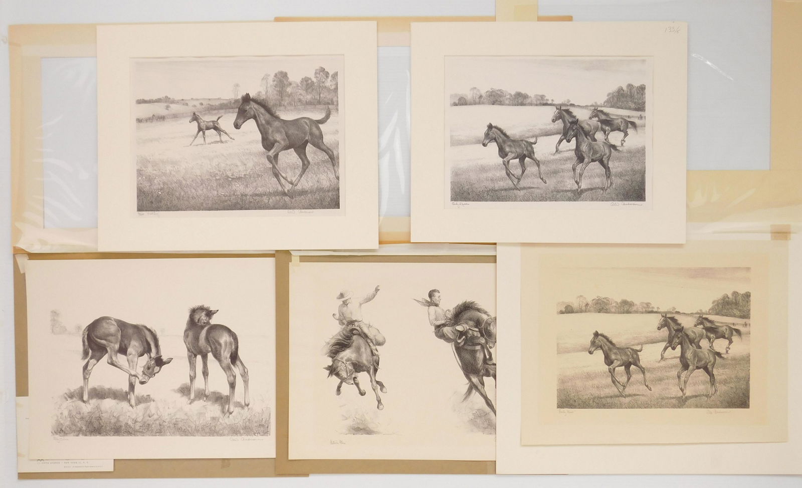 5 Clarence W. Anderson lithographs: Clarence W. Anderson (1891-1971) ''Action Plus''; ''Early Speed''; ''Early Spring''; ''First Day'' & ''Fly Time'''- 5 lithographs, all signed and titled in pencil, good condition, various sizes