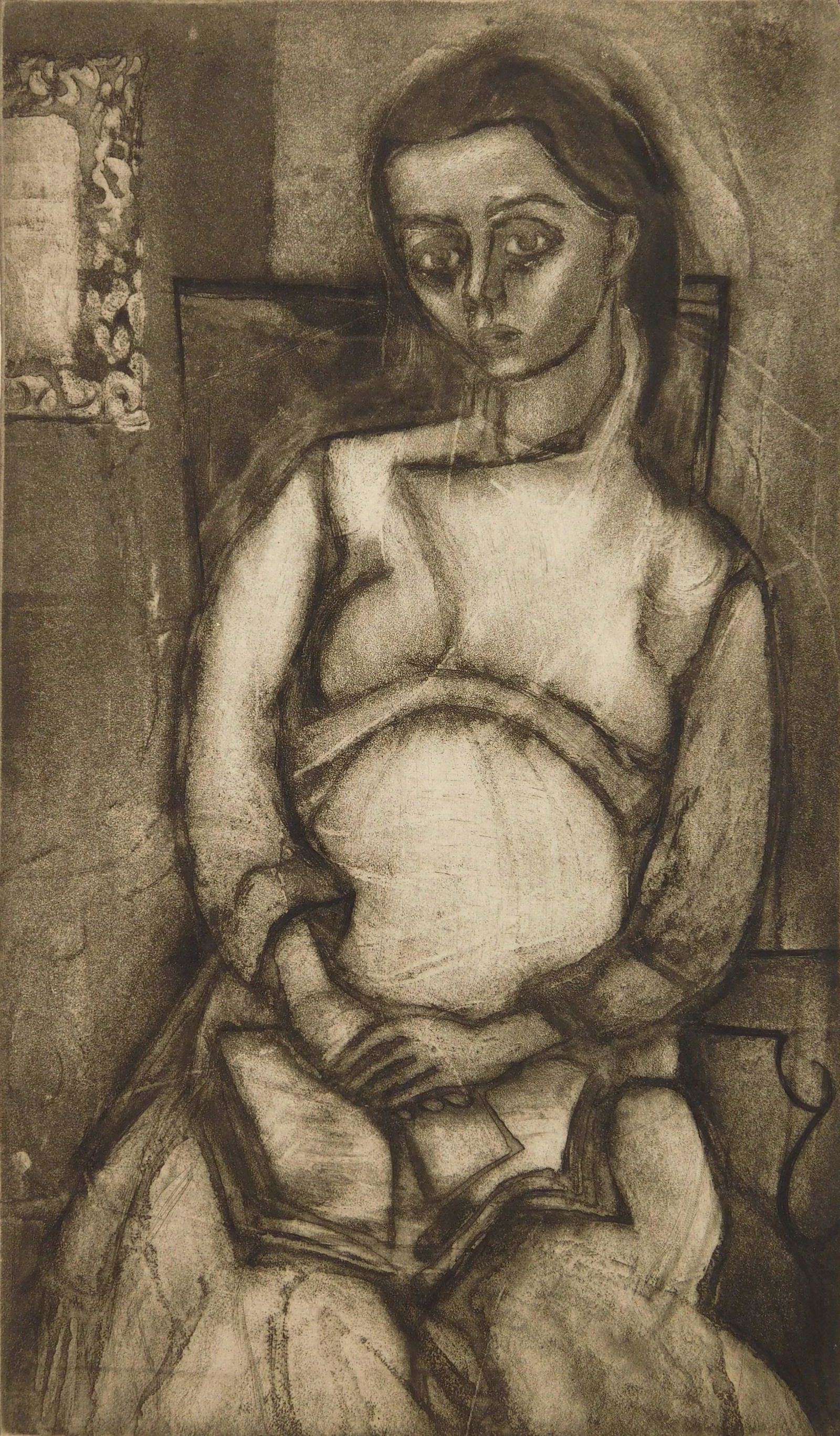 Will Barnet aquatint: Will Barnet (1911-2012) ''Pregnancy'' (Szoke 58)- aquatint, 1938, signed and titled in pencil, edition of 12. 13 3/4 x 8''